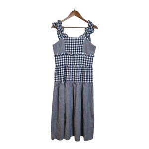 Stylish Blue Gingham Midi Dress